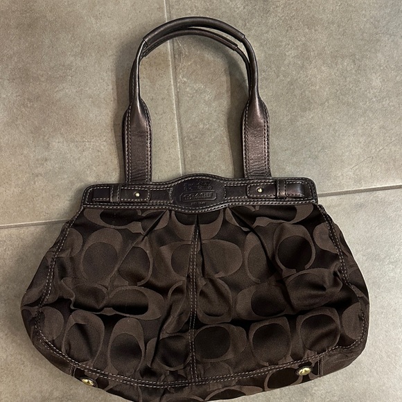 Coach Dark Brown Shoulder Bag with Gold Accents - Picture 6 of 16